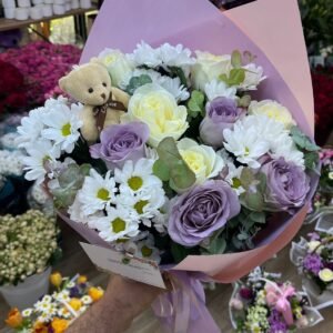 MİNİ AYICIKLI PAPATYA GÜL BUKET